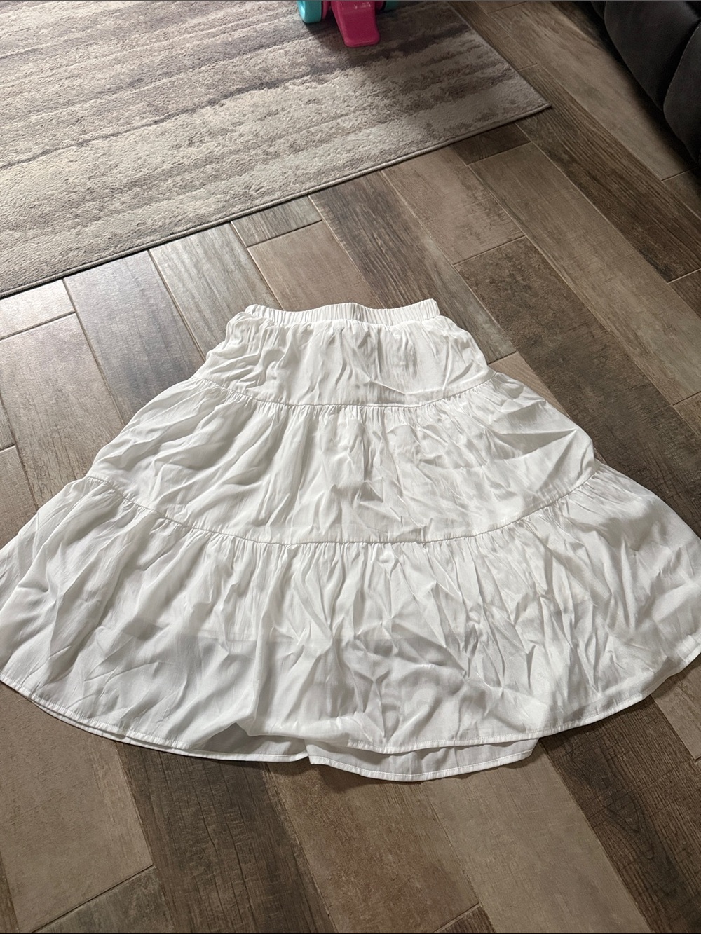 SHEIN White Tiered Midi Peasant Skirt